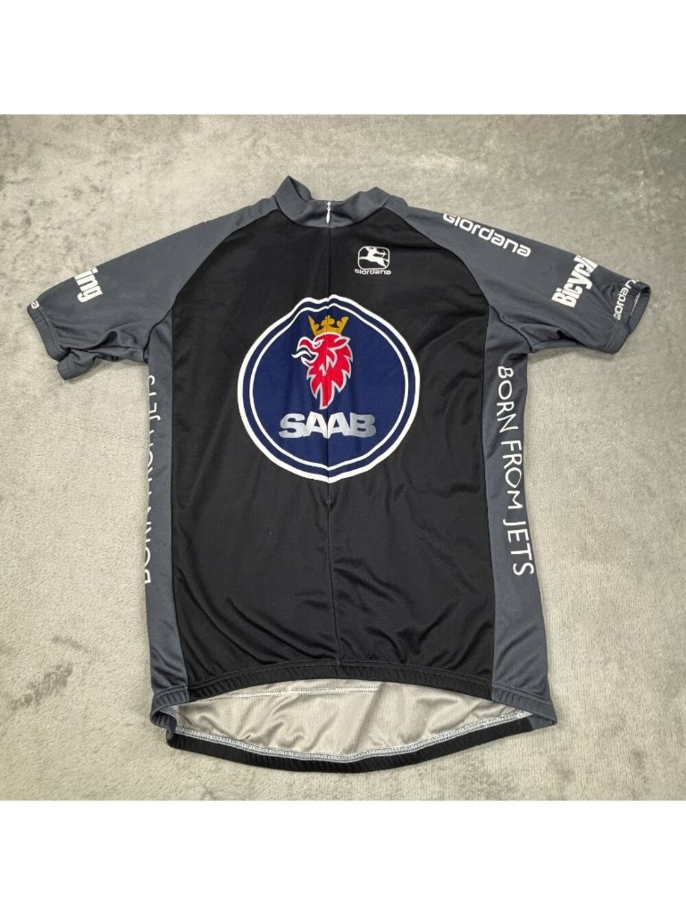 Vtg Giordana Saab Cycling Jersey Mens Large Black Born From Jets Racing Bicycle